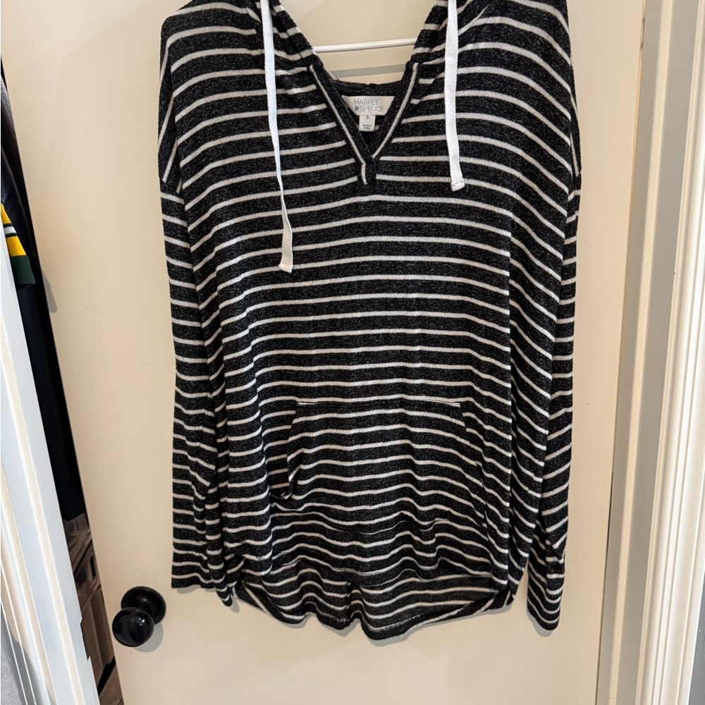 Black and White Striped Hoodie